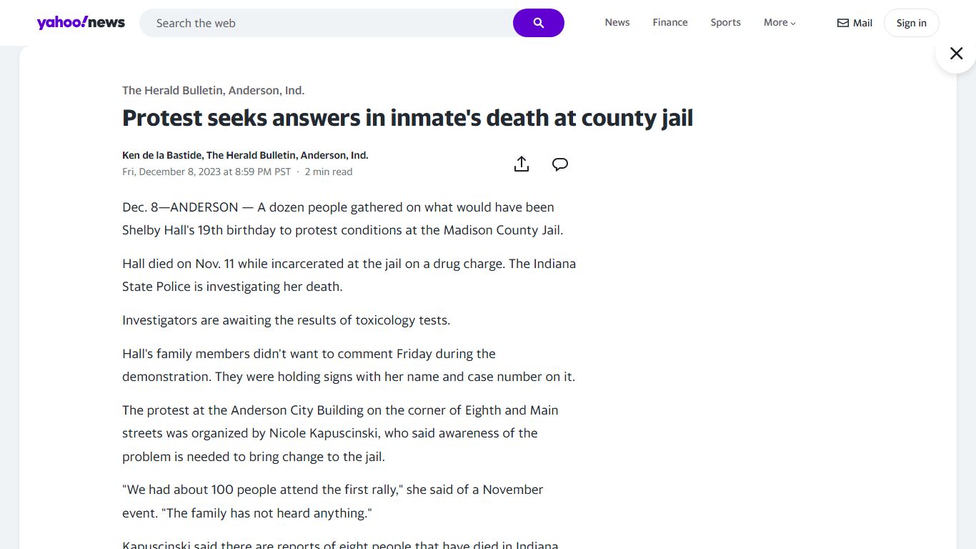 Protest seeks answers in inmate's death at county jail - Yahoo News