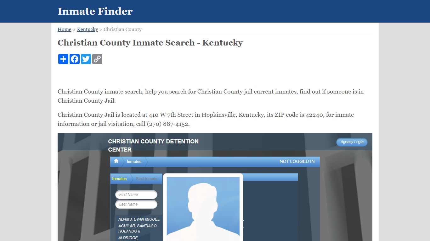 Christian County Inmate Search - Kentucky - InmateFinder.org